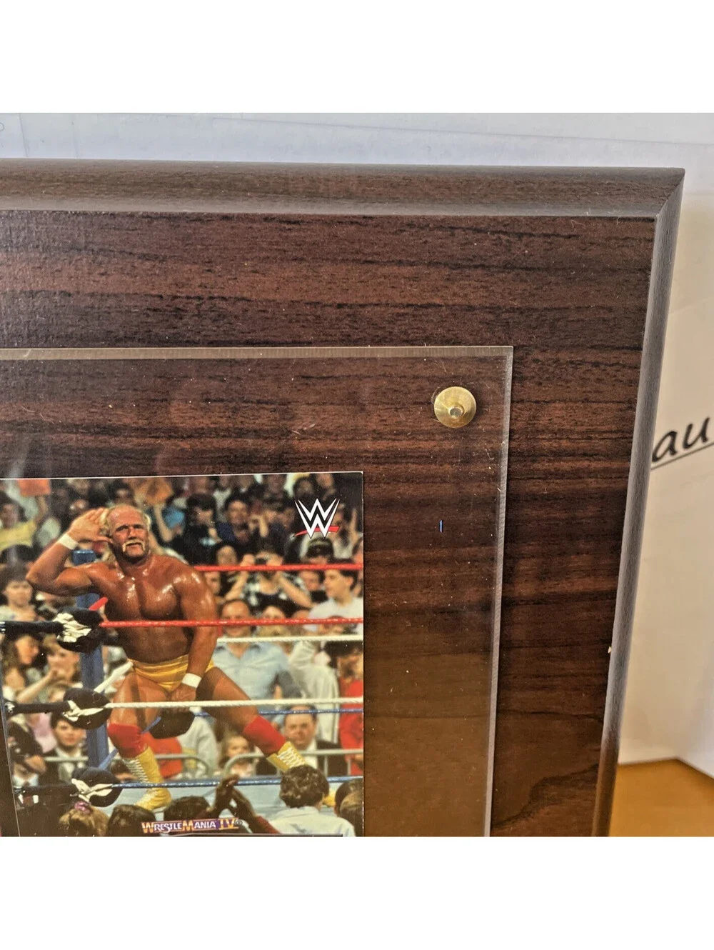 WWE Hulk Hogan Commemorative Card Plaque Topps Road to Wrestlemania display